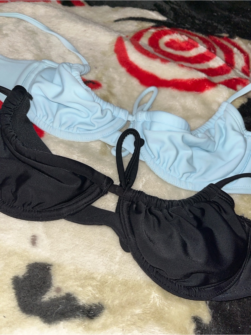 Light Blue & Black Bikini Top